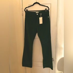 FRAME size 32 Le Mini Boot Slit in Corduroy New with Tags Dark Green